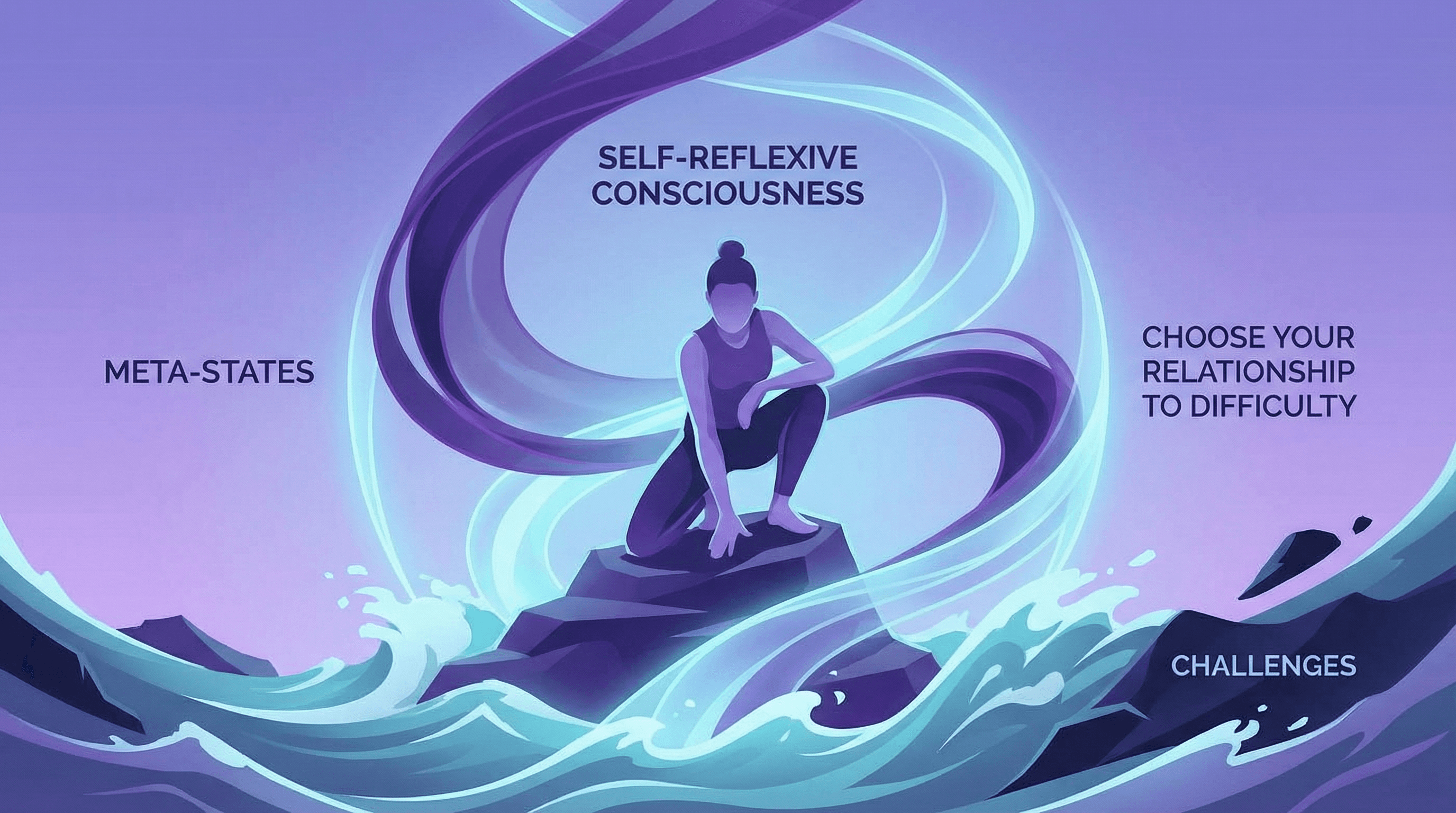 Resilience illustration showing layers of consciousness and self-reflexive awareness, representing the ability to choose one's relationship to difficulty